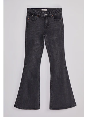 Jeans Mujer Flare Tiro Bajo Negro Sioux
