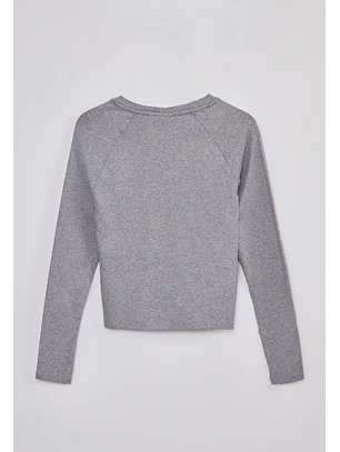 Polera Mujer Básica Cuello V Gris Sioux