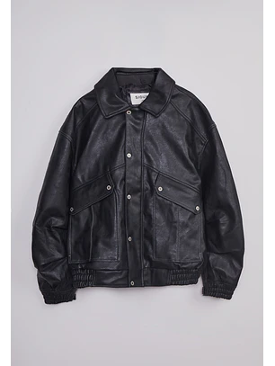 Chaqueta Hombre Piel Costuras Negro Sioux
