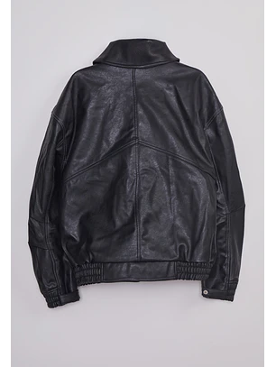 Chaqueta Hombre Piel Costuras Negro Sioux
