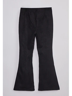 Pantalón Mujer Flare Efecto Suede Negro Sioux