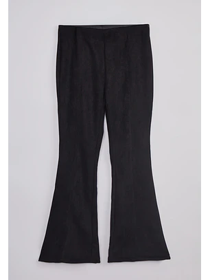 Pantalón Mujer Flare Efecto Suede Negro Sioux