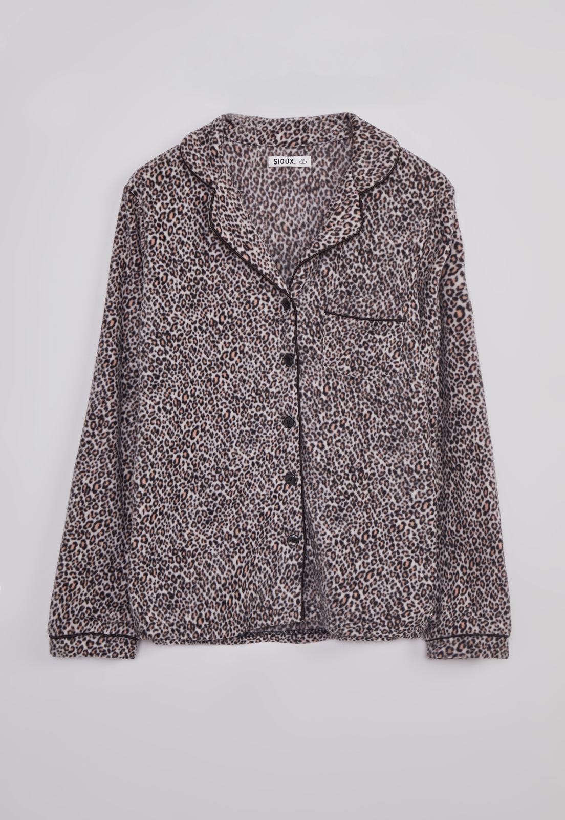 Pijama Polar Camisero Mujer Café Sioux 1