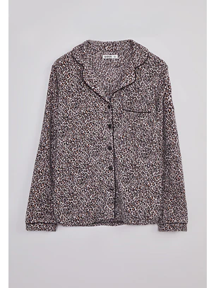 Pijama Polar Camisero Mujer Café Sioux