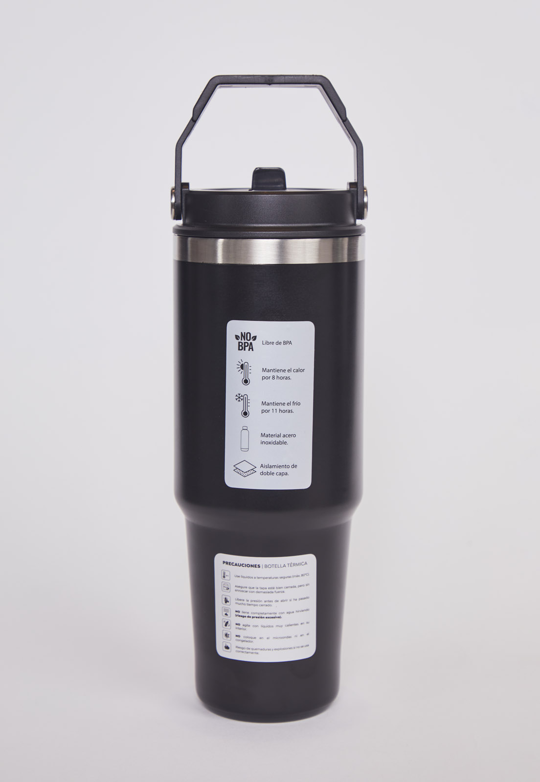 Botella Mango Bombilla Negro 900ML 2