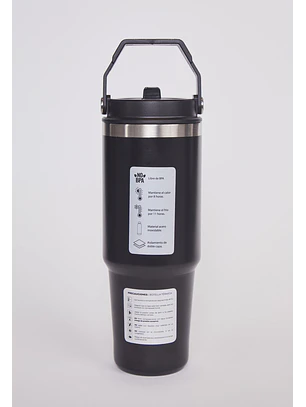Botella Mango Bombilla Negro 900ML
