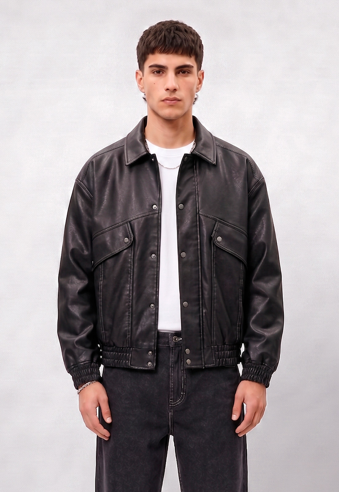 Chaqueta Hombre Piel Costuras Negro Sioux 1