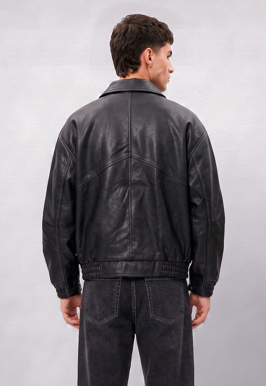 Chaqueta Hombre Piel Costuras Negro Sioux 2