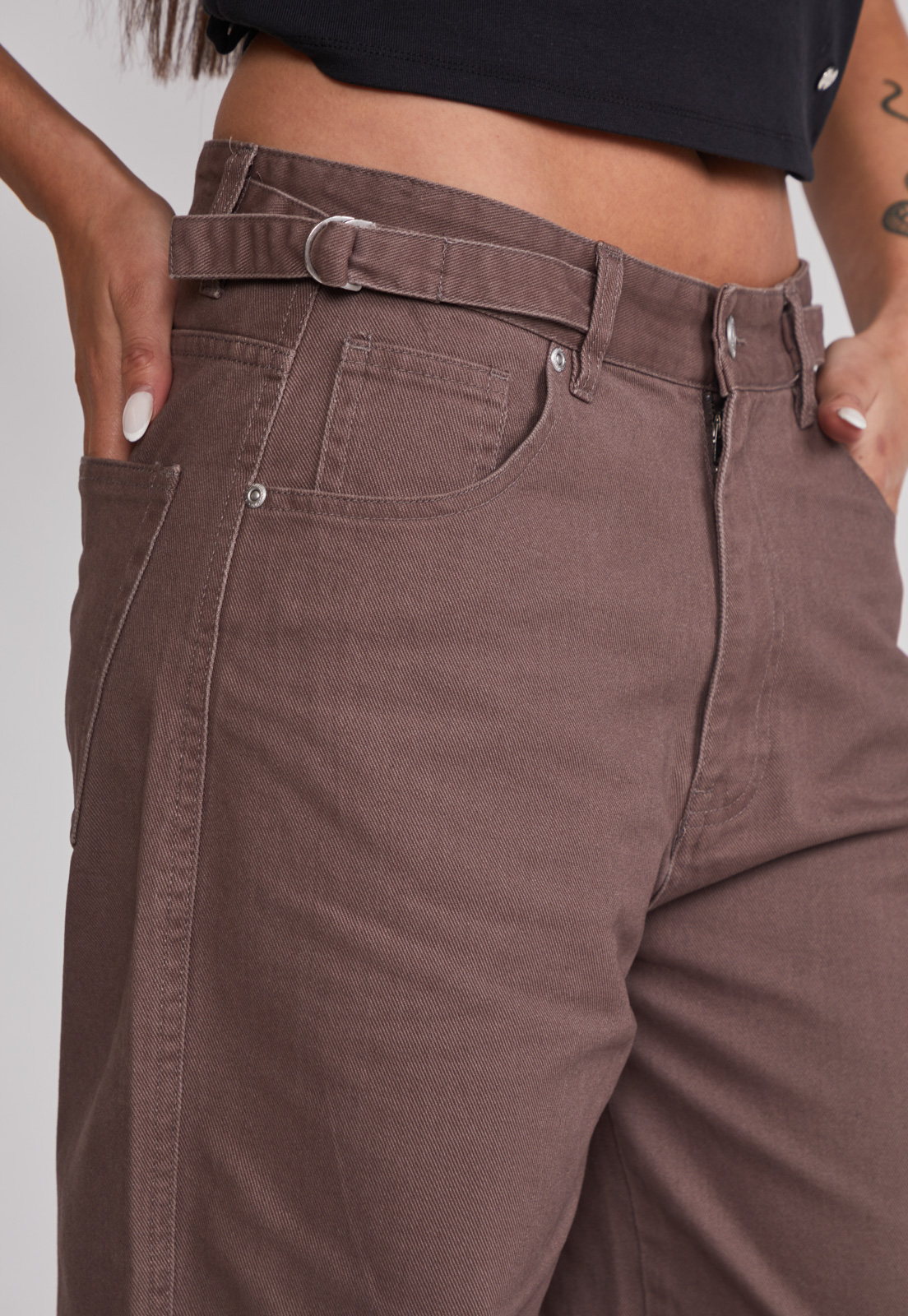 Pantalón Mujer Baggy Ajustador Café Sioux 4