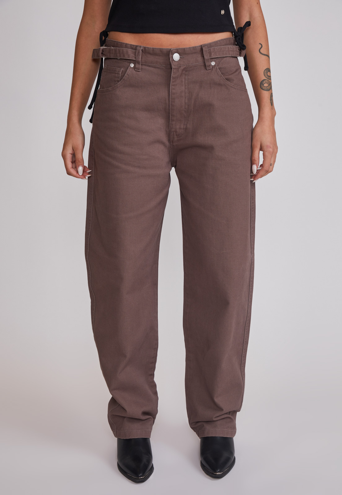 Pantalón Mujer Baggy Ajustador Café Sioux 1