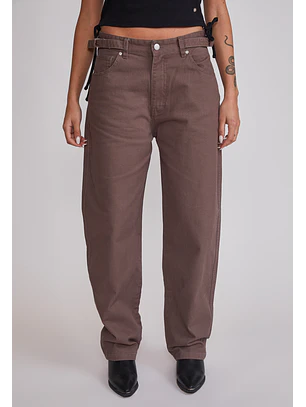 Pantalón Mujer Baggy Ajustador Café Sioux