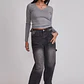 Polera Mujer Básica Cuello V Gris Sioux - Miniatura 2