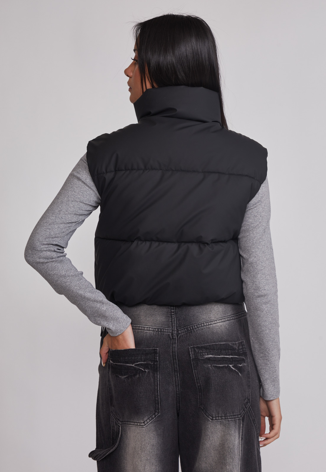 Parka Mujer Sin Mangas Crop Negro Sioux 3