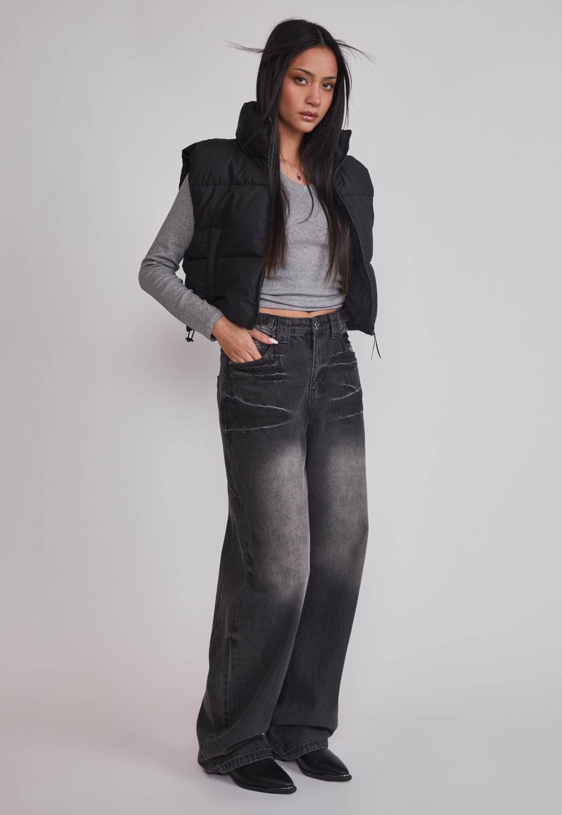 Parka Mujer Sin Mangas Crop Negro Sioux 2