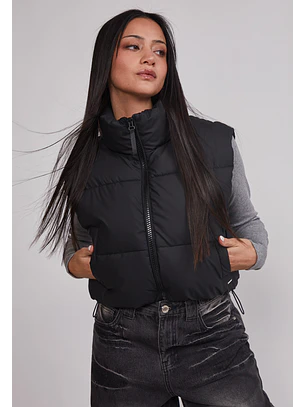 Parka Mujer Sin Mangas Crop Negro Sioux