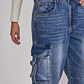 Jeans Mujer Cargo Multi Bolsillos Azul Sioux - Miniatura 4