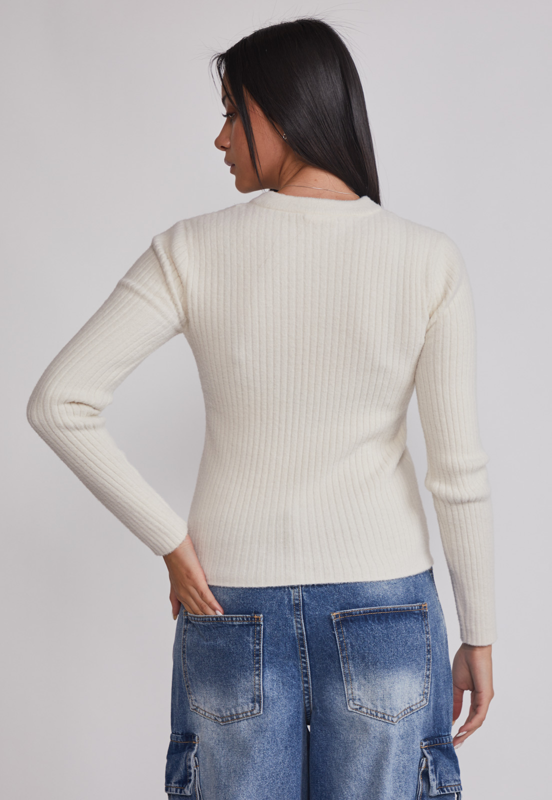 Sweater Mujer Cuello Redondo Soft Crudo Sioux 3