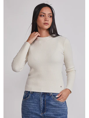 Sweater Mujer Cuello Redondo Soft Crudo Sioux