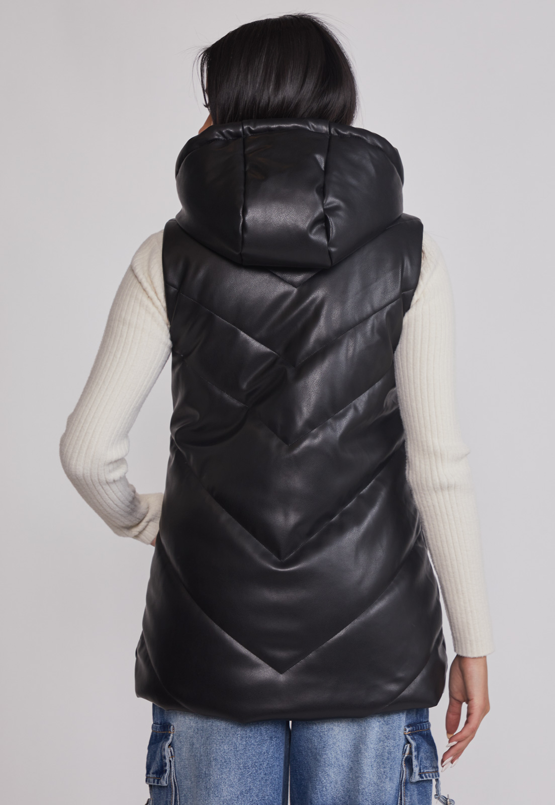Parka Mujer Ecocuero Larga Negro Sioux 3