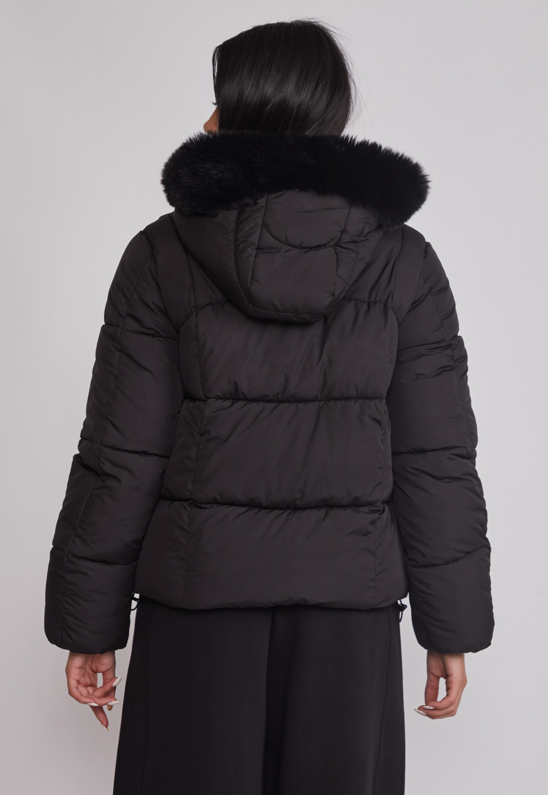 Parka Mujer Puffa Gorro Piel Negro Sioux 3
