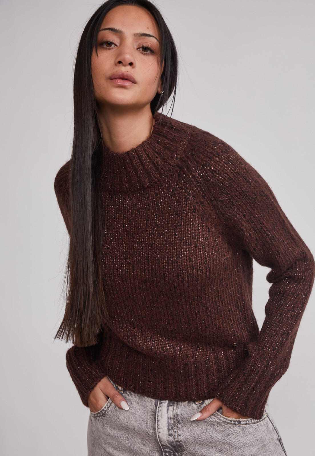 Sweater Mujer Lurex Café Sioux 5