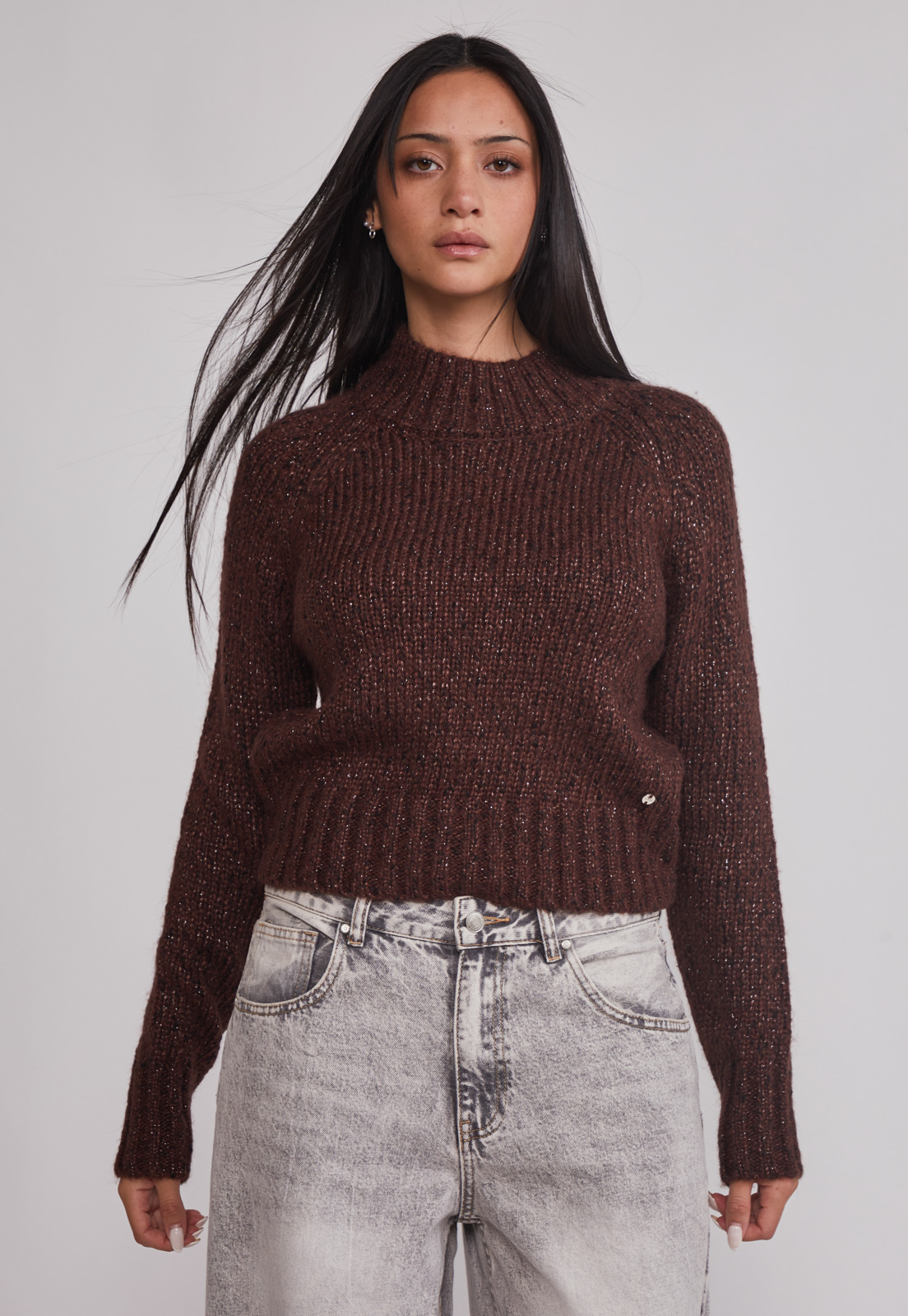 Sweater Mujer Lurex Café Sioux 1