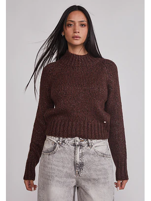 Sweater Mujer Lurex Café Sioux