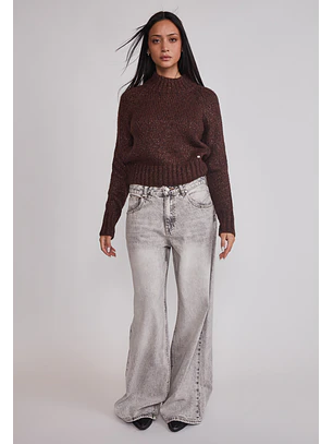 Sweater Mujer Lurex Café Sioux