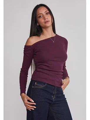 Polera Mujer Hombro Caido Lila Sioux