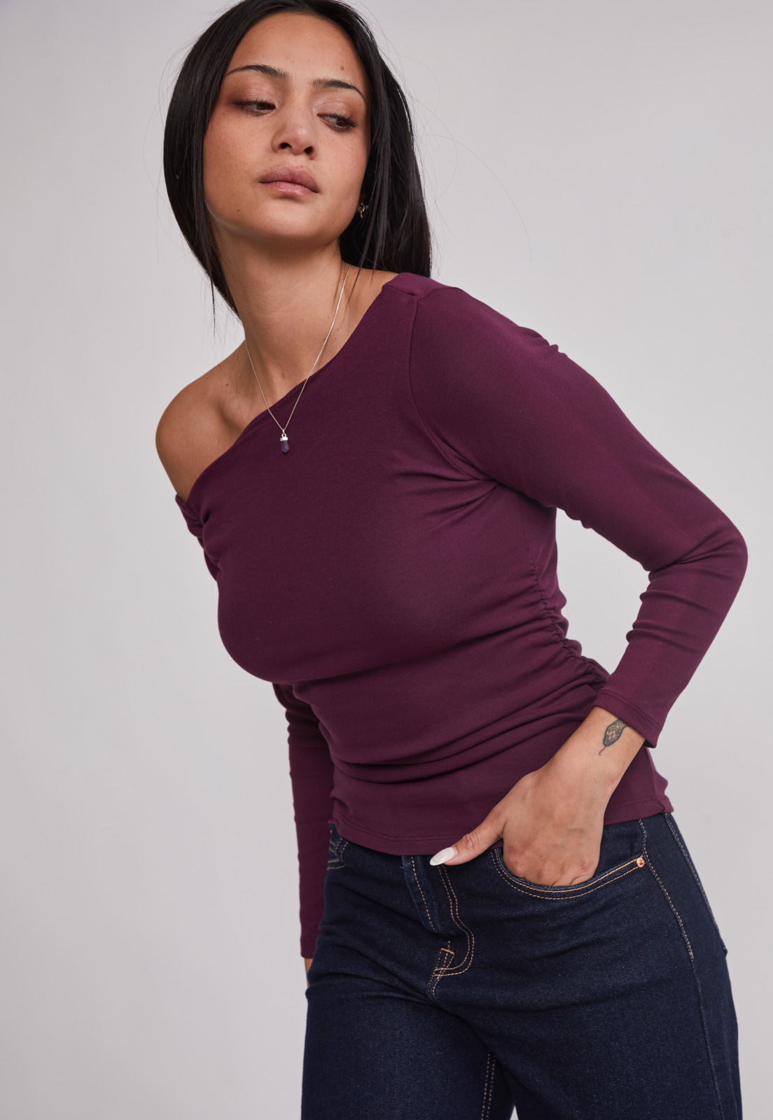 Polera Mujer Hombro Caido Lila Sioux 5