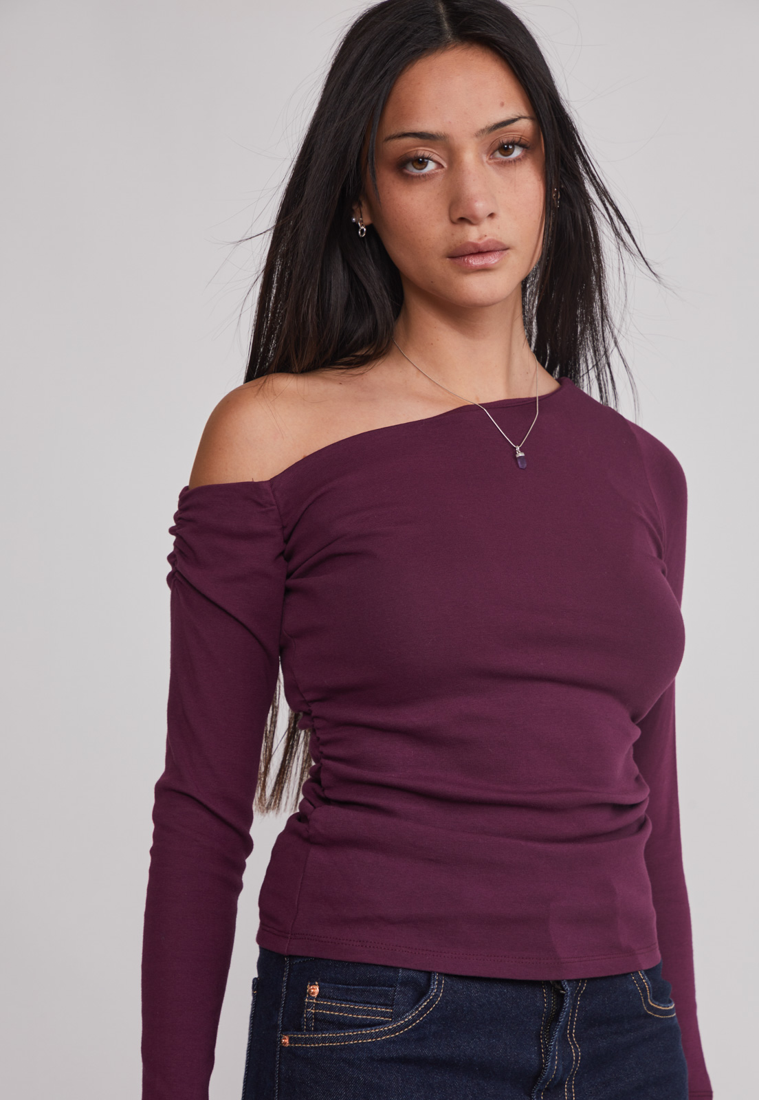 Polera Mujer Hombro Caido Lila Sioux 4