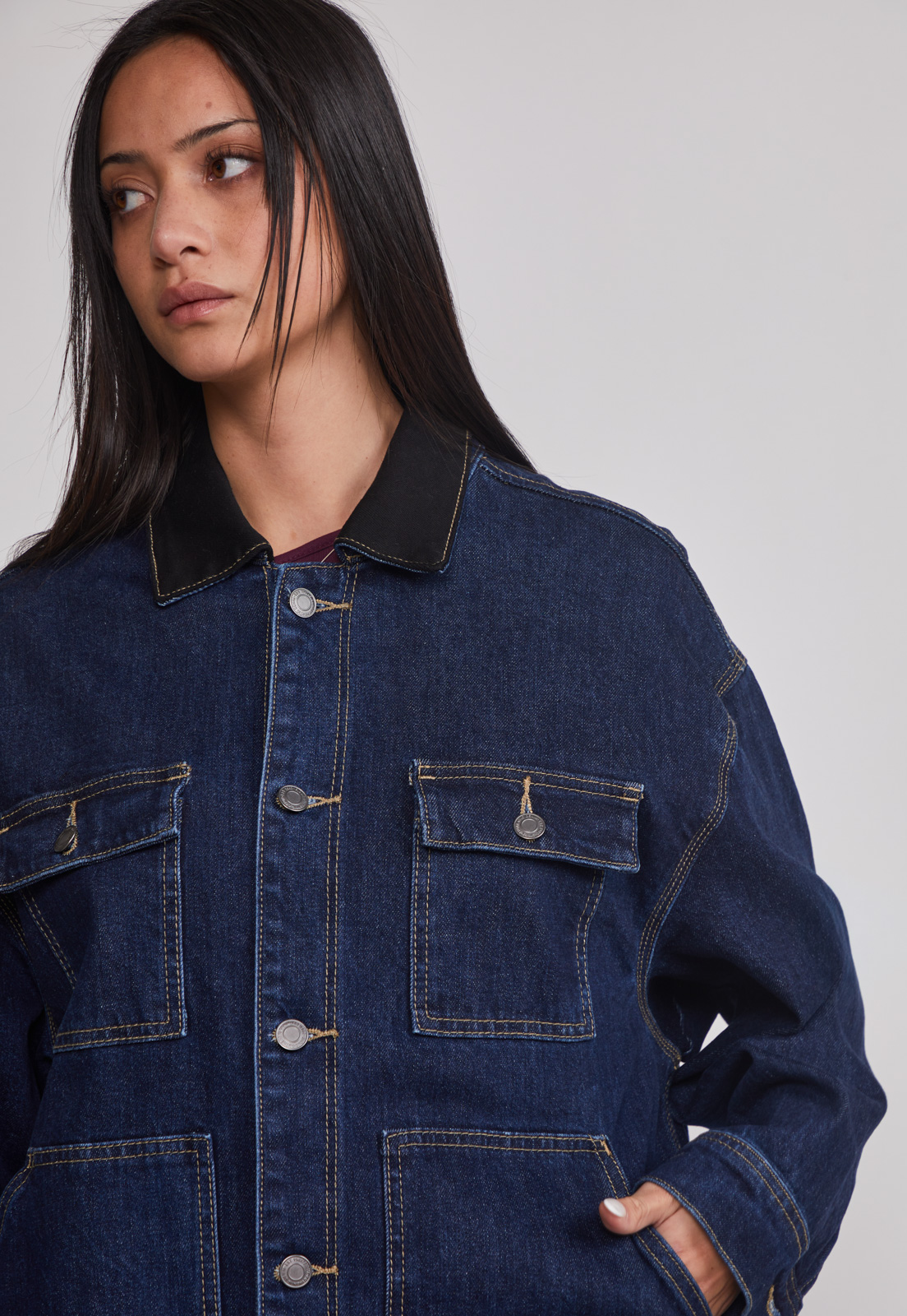 Chaqueta Mujer Raw Denim Worker Azul Sioux 5