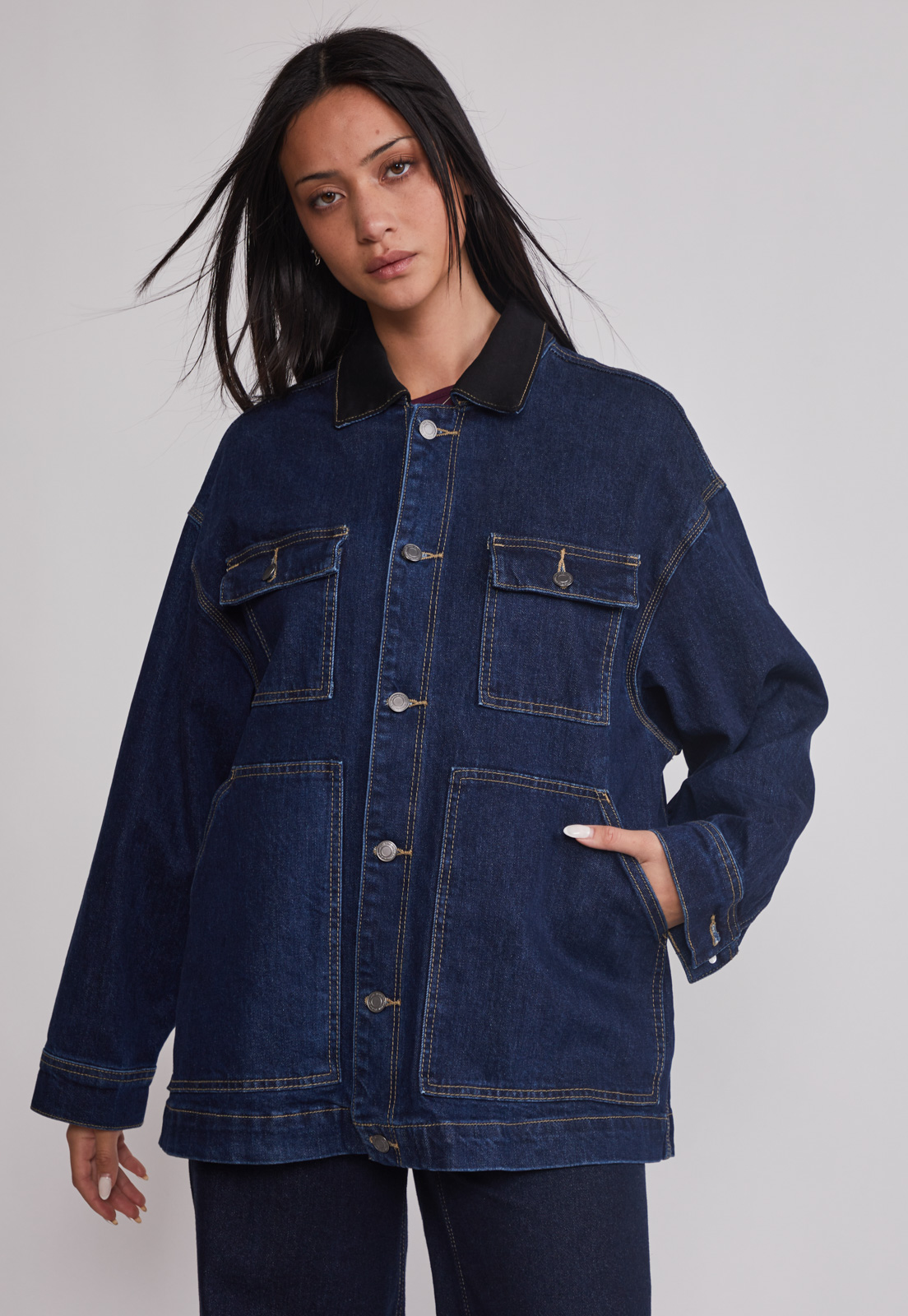 Chaqueta Mujer Raw Denim Worker Azul Sioux 1