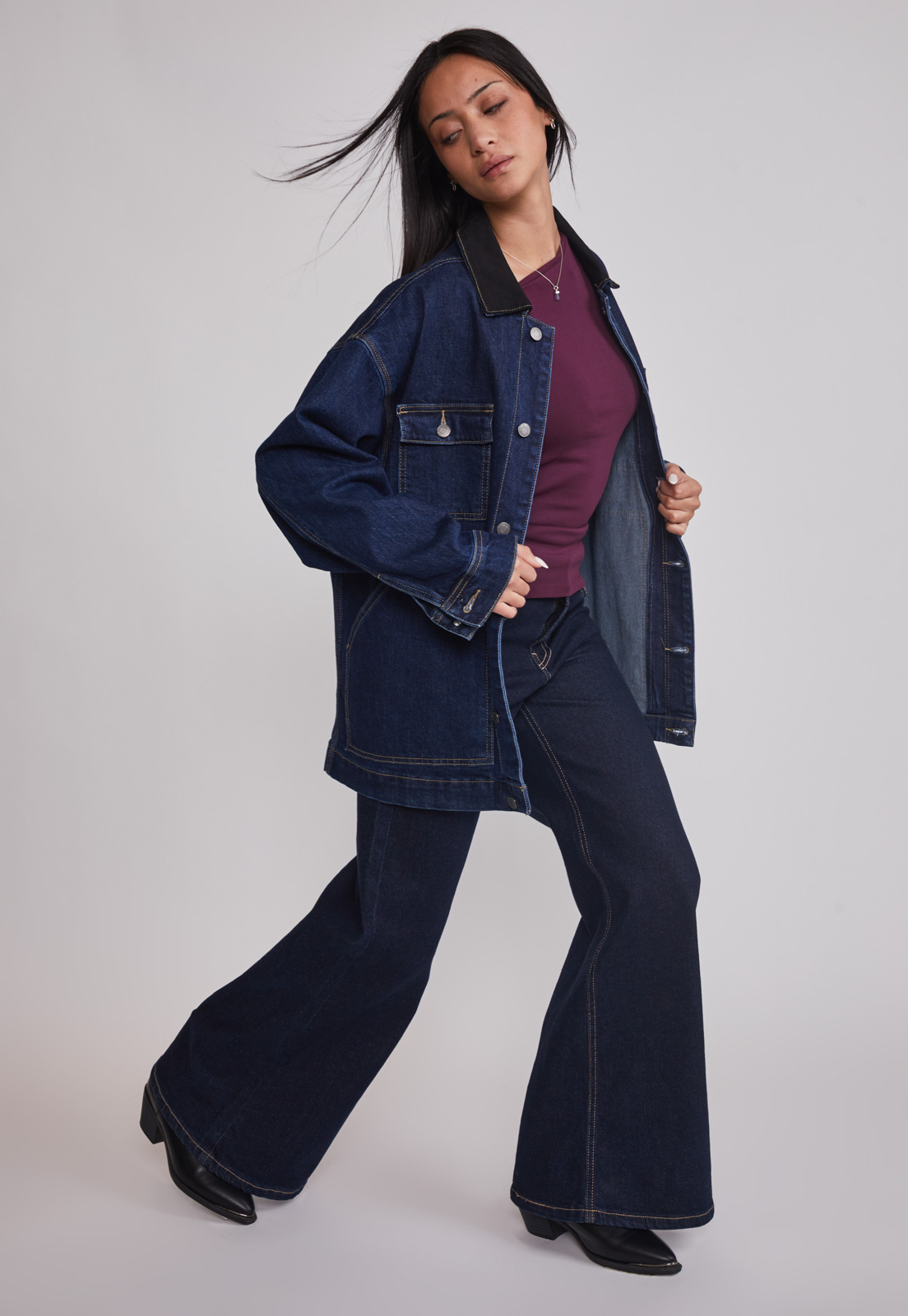 Chaqueta Mujer Raw Denim Worker Azul Sioux 4