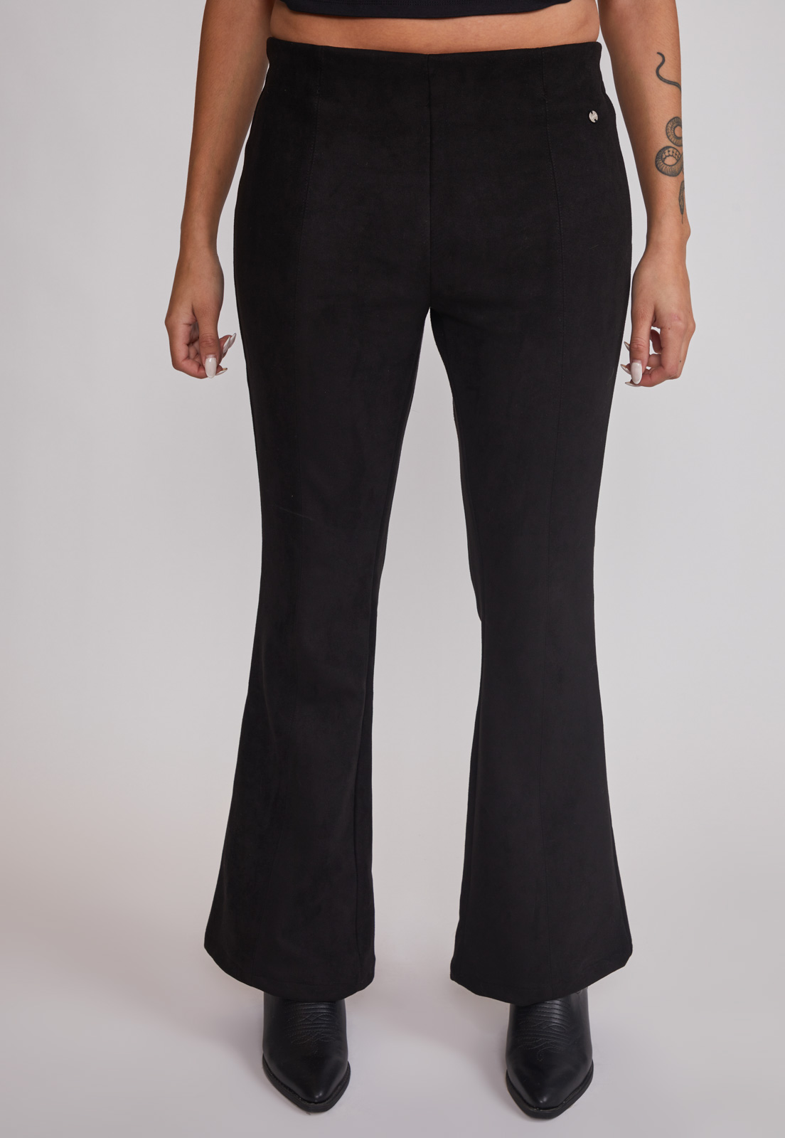 Pantalón Mujer Flare Efecto Suede Negro Sioux 2