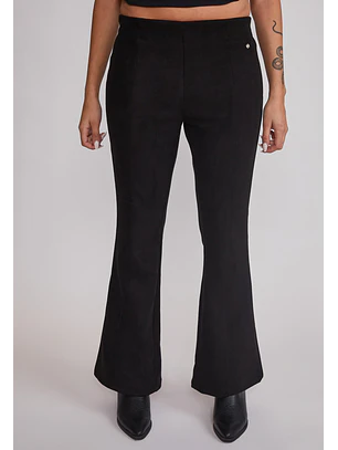 Pantalón Mujer Flare Efecto Suede Negro Sioux