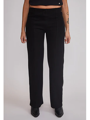 Pantalón Mujer Tejido Wide Negro Sioux
