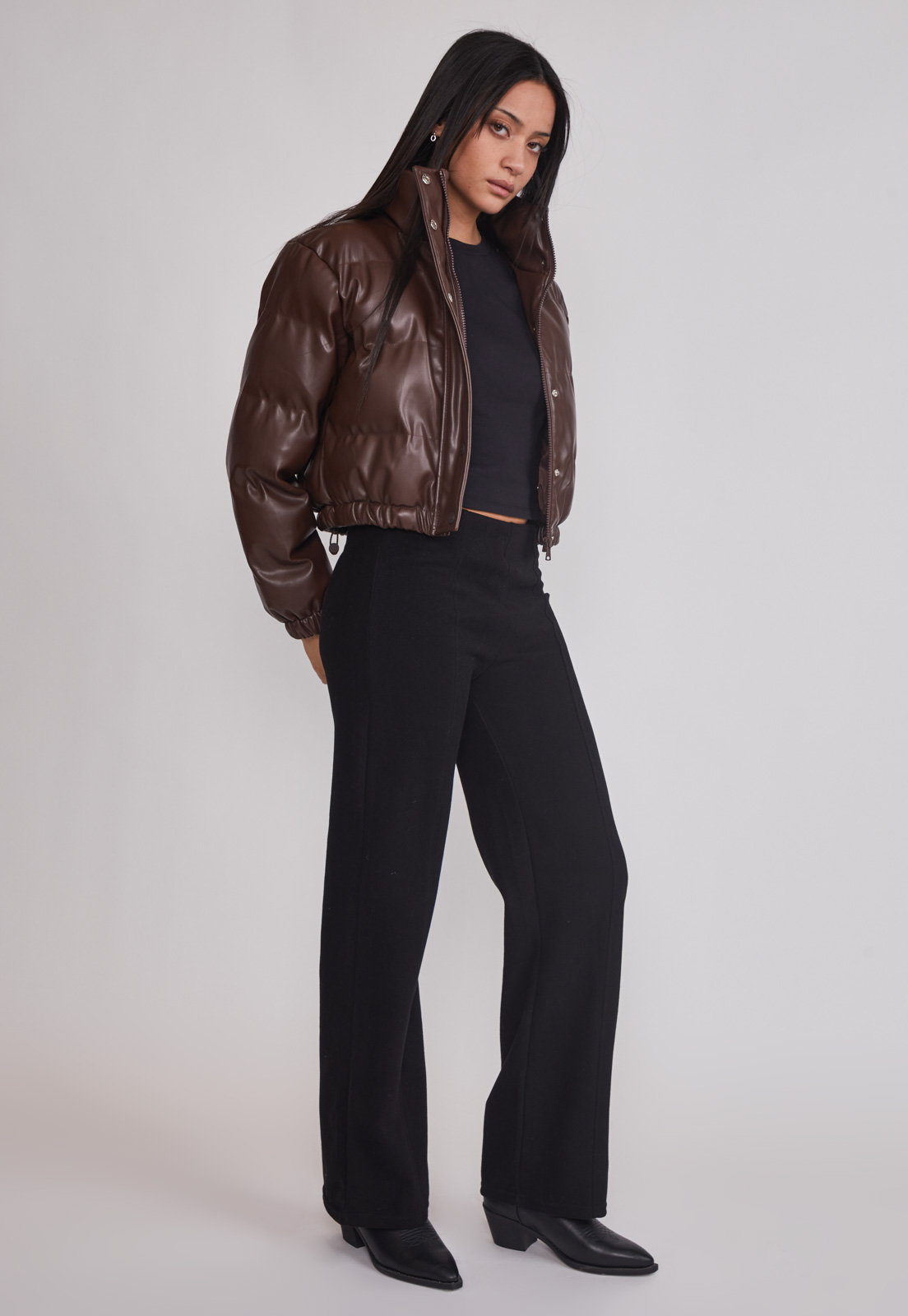Pantalón Mujer Tejido Wide Negro Sioux 1
