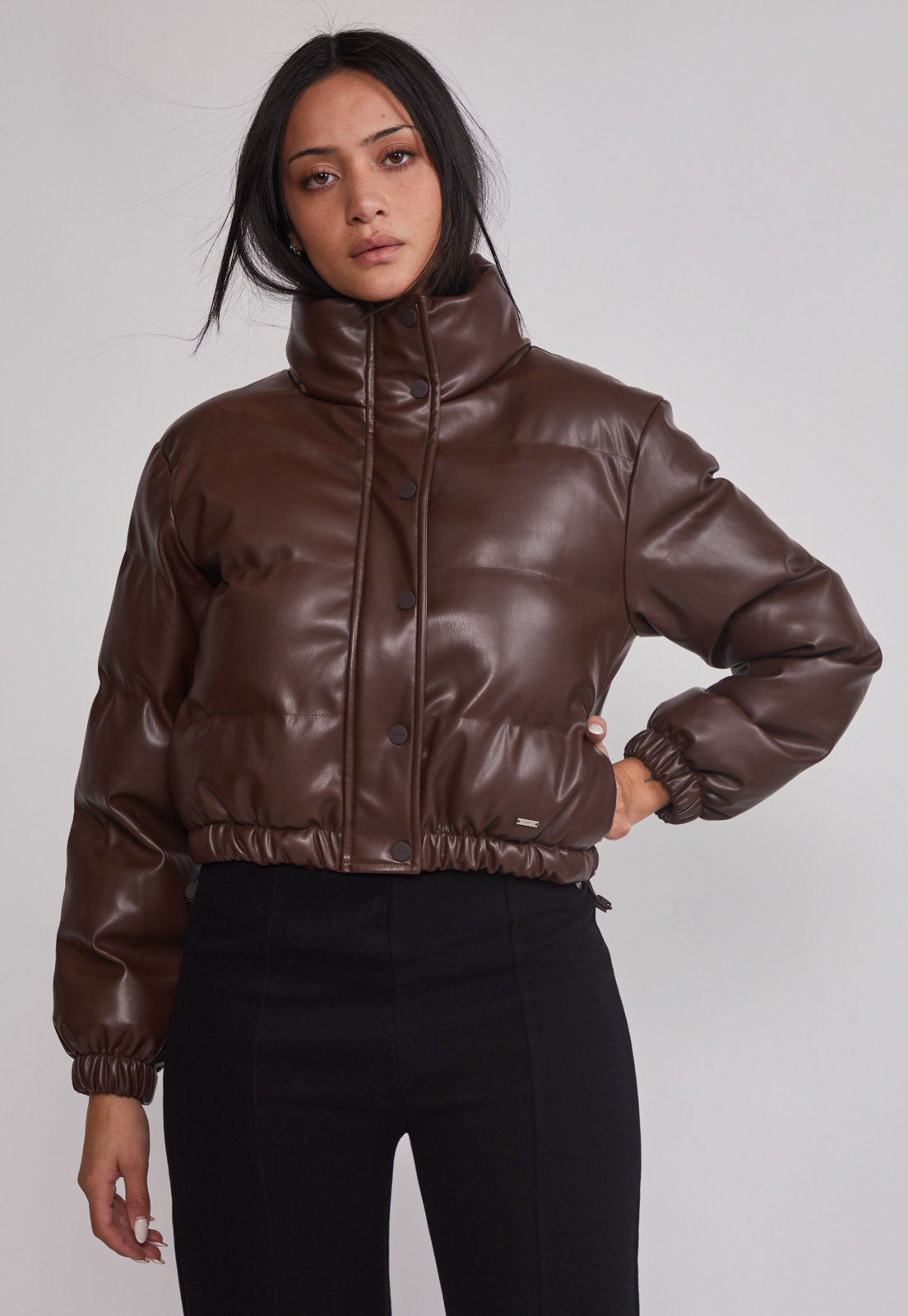 Parka Mujer Ecocuero Café Sioux 1