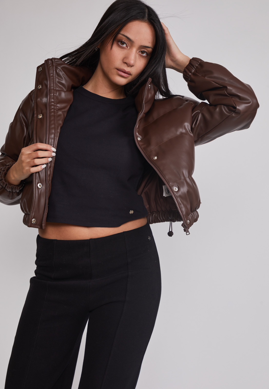 Parka Mujer Ecocuero Café Sioux 5