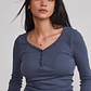 Polera Mujer Botones Escote Azul Sioux - Miniatura 4