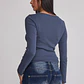Polera Mujer Botones Escote Azul Sioux - Miniatura 3