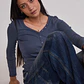 Polera Mujer Botones Escote Azul Sioux - Miniatura 5