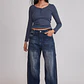 Polera Mujer Botones Escote Azul Sioux - Miniatura 2