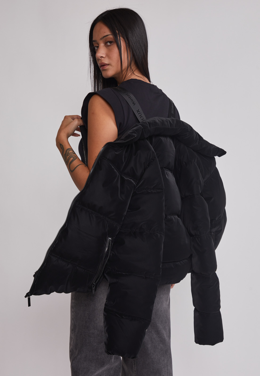 Parka Mujer Efecto Peachy Negro Sioux 8