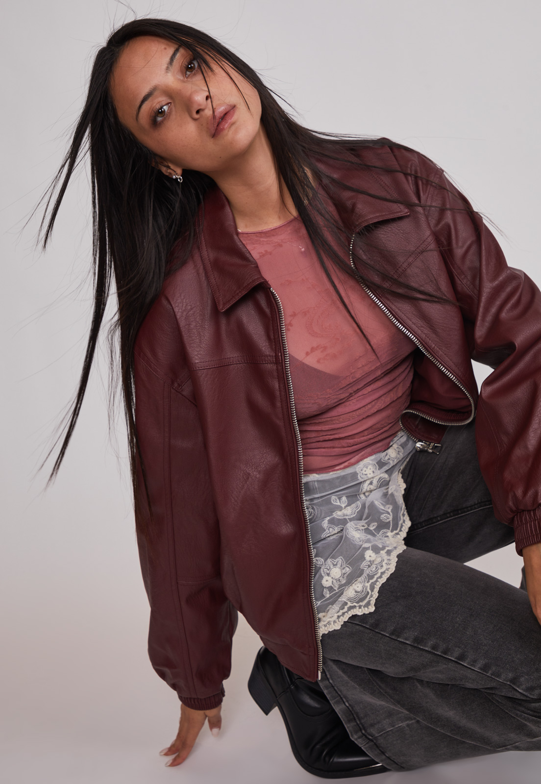 Polera Mujer Encaje Folk Rosado Sioux 5