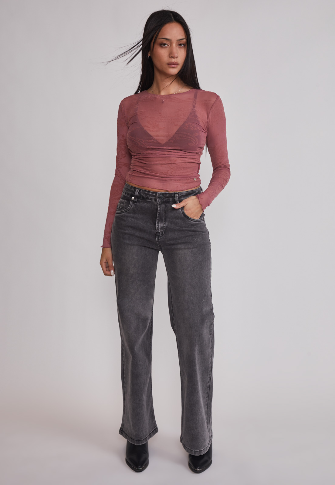 Polera Mujer Encaje Folk Rosado Sioux 2