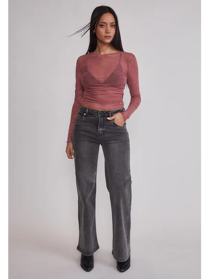 Polera Mujer Encaje Folk Rosado Sioux