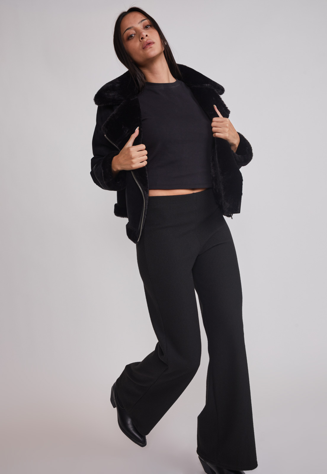 Pantalón Mujer Tejido Melange Negro Sioux 5