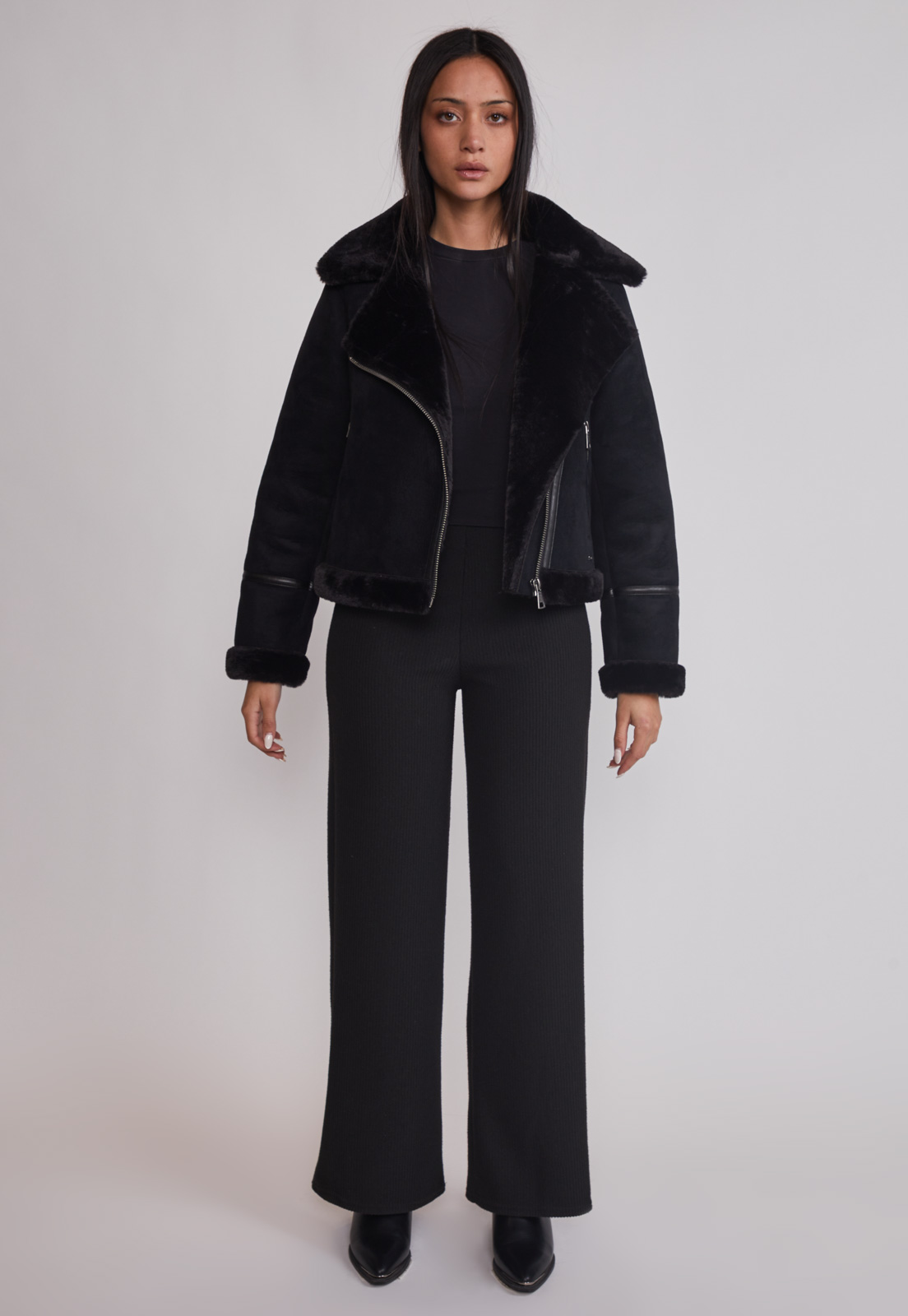 Pantalón Mujer Tejido Melange Negro Sioux 1